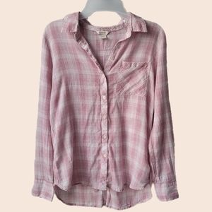 ARIAT Women's Cotton Split Hem Button Down Plaid Flannel Shirt Size Med